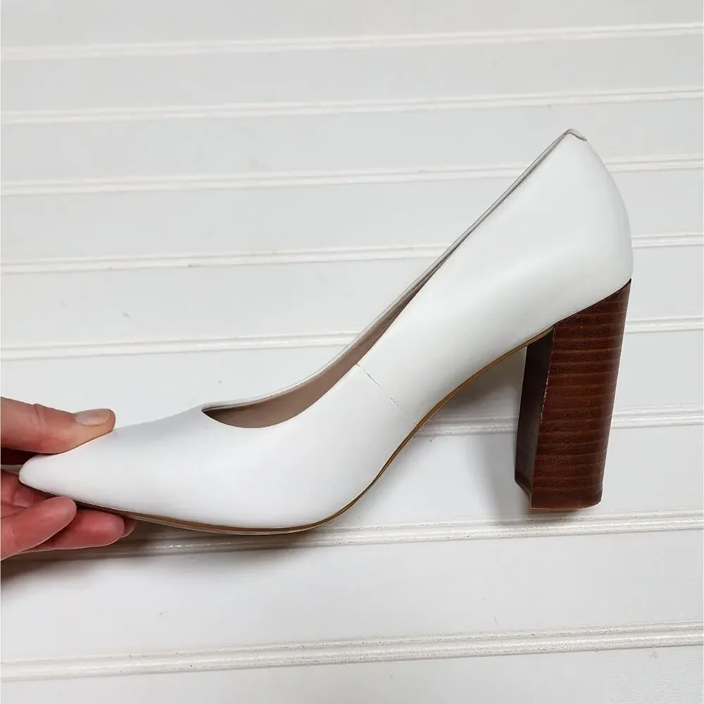 NWOT Nine West Astoria 9x9 Women's Block Heel Pumps Size 7.5 White - Picture 6 of 10